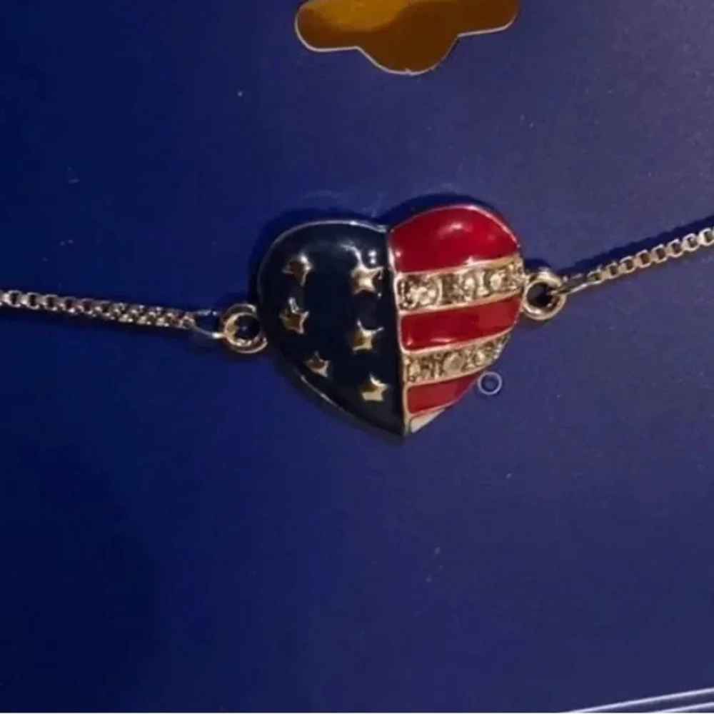 USA Flag heart adjustable bracelet